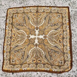 Brown & Tan 25"x 25" 100% Polyester Paisley Scarf